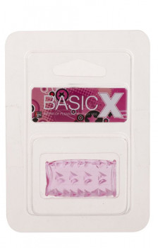 Розовая насадка на пенис с треугольными шипами Basicx Tpr Sleeve
