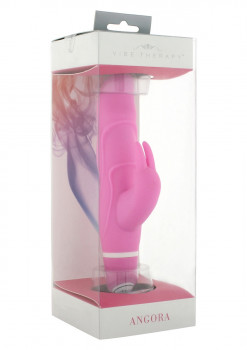 Розовый вибромассажёр с клиторальной стимуляцией Vibe Therapy Angora - 15 см.