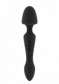 Чёрный двусторонний вибратор Sasha - 22,5 см.