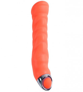 Оранжевый силиконовый G-вибратор Purrfect Silicone G-Spot Vibrator - 17,7 см.