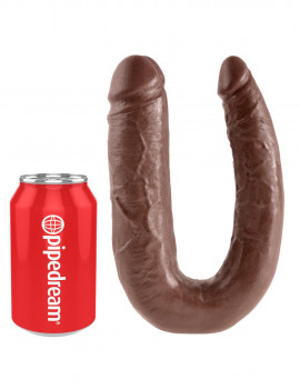 Коричневый двухголовый фалоимитатор U-Shaped Large Double Trouble - 44,4 см.